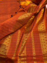 9 Yards Saree - Royal Blue with Orange border - MIRASILKS 9 Yards Saree - Royal Blue with Orange border